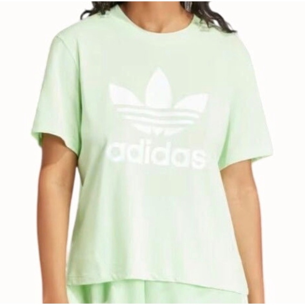 Adidas Originals Women Trefoil Boxy Tee Semi Green Spark IN8436 Large NWT